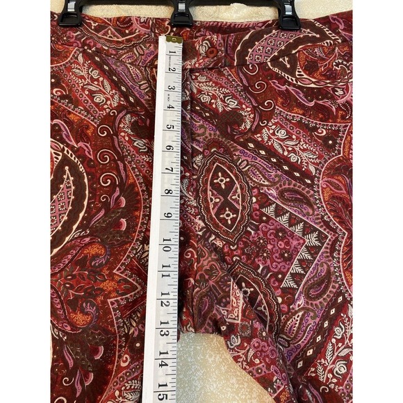August Silk Logic Women Pants Size 14 Boot cut Red Paisley Print Stretch Boho - Picture 5 of 12